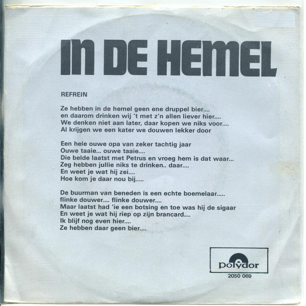 Leo Den Hop - In De Hemel Is Geen Druppel Bier 33914 (B) Vinyl Singles Vinyl Goed / Hoes Goed