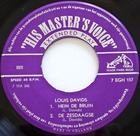 Louis Davids - Hein De Bruin 13879 Vinyl Singles EP Vinyl Goed / Hoes Goed