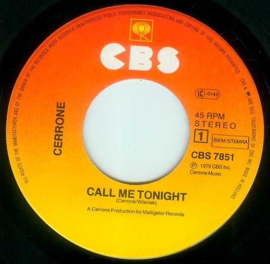Cerrone - Call Me Tonight 38699 Vinyl Singles Vinyl Goed / Hoes Generic