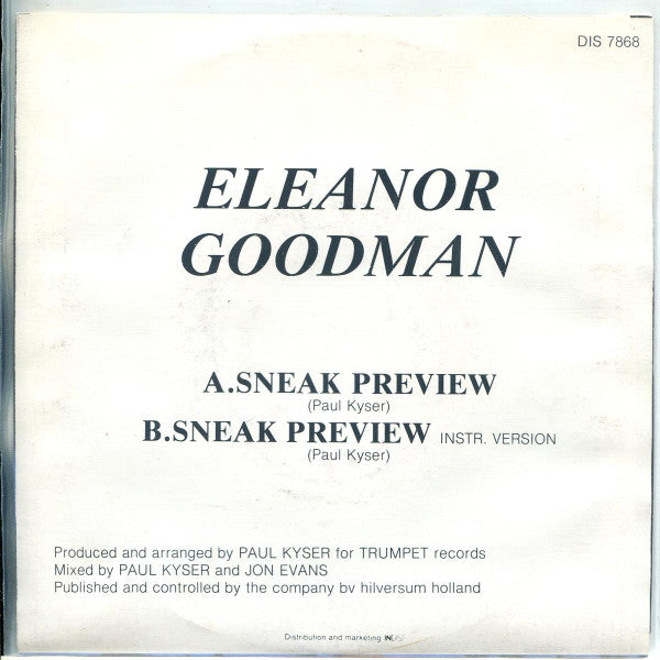 Eleanor Goodman - Sneak Preview Vinyl Singles Vinyl Zeer Goed / Hoesje Goed "VINYLSINGLES.NL"