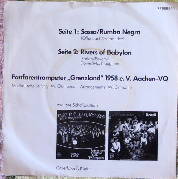 Fanfarencorps Grenzland Aachen-Vaalserquartier - Sassa Vinyl Singles Vinyl (G) <br> Hoes (F) "VINYLSINGLES.NL"