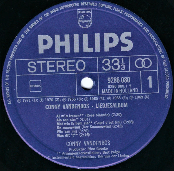 Conny Vandenbos - Liedjesalbum (1961-1971) (LP) 51400 Vinyl LP Dubbel Vinyl Goed / Hoes Goed