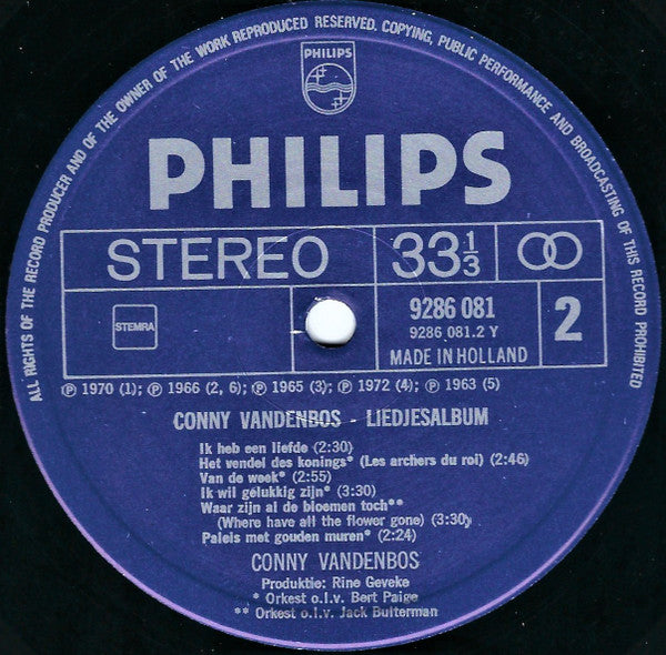 Conny Vandenbos - Liedjesalbum (1961-1971) (LP) 51400 Vinyl LP Dubbel Vinyl Goed / Hoes Goed