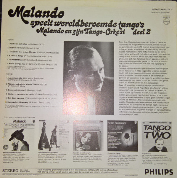Malando En Zijn Tango Orkest - Malando Speelt Wereldberoemde Tango's Deel 2 (LP) 40992