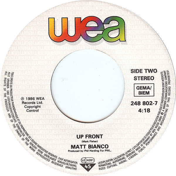 Matt Bianco - Just Can't Stand It 17523 Vinyl Singles Vinyl Goed / Hoes Goed