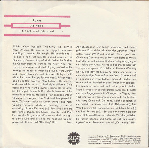 Al (He's The King) Hirt - Java 29547 Vinyl Singles Vinyl Goed / Hoes Goed