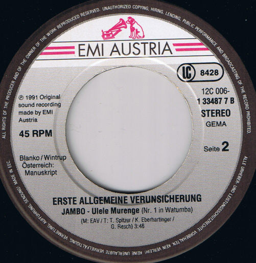 Erste Allgemeine Verunsicherung - Jambo Vinyl Singles Vinyl Zeer Goed / Hoesje Goed "VINYLSINGLES.NL"