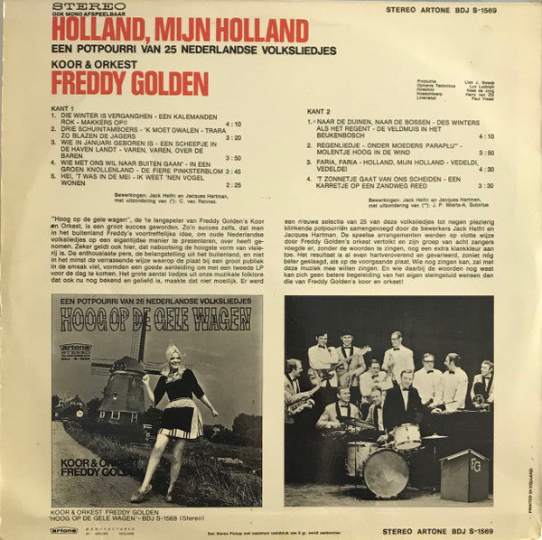 Koor En Orkest Freddy Golden - Holland, Mijn Holland - Een Potpourri Van 25 Nederlandse Volksliedjes (LP) 40702 Vinyl LP Vinyl Goed / Hoes Goed