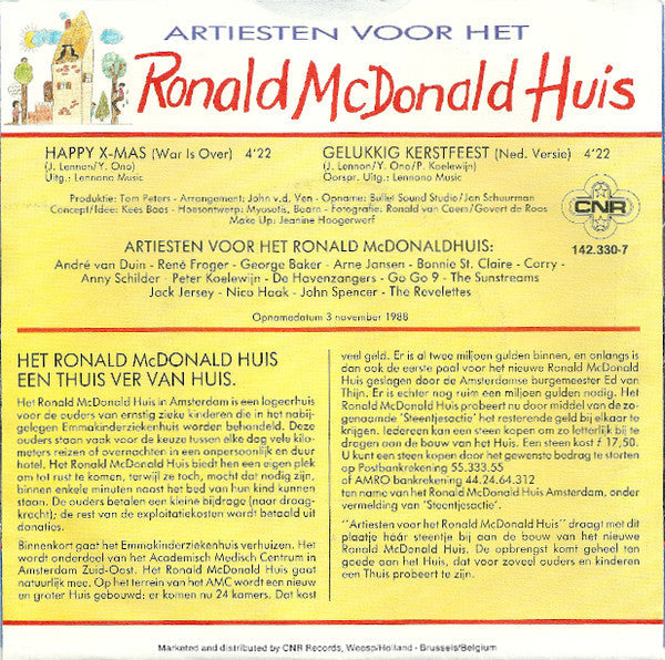 Artiesten Voor Het Ronald McDonald Huis - Happy X-Mas (War Is Over) 39711 Vinyl Singles Vinyl Goed / Hoes Goed