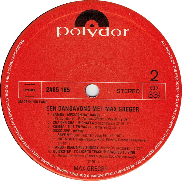 Max Greger - Een Dansavond Met (LP) 42659