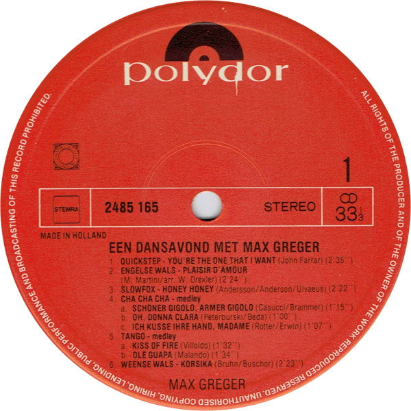 Max Greger - Een Dansavond Met (LP) 42659