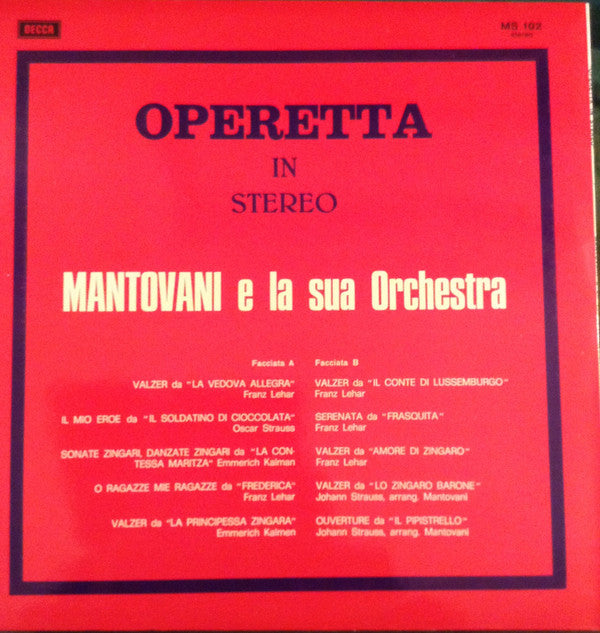 Mantovani And His Orchestra - Operetta In Stereo (LP) 42390 Vinyl LP Vinyl Goed / Hoes Goed