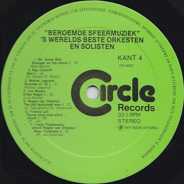 Various - Beroemde Sfeermuziek 1 (LP) 44770 Vinyl LP Vinyl Goed / Hoes Goed