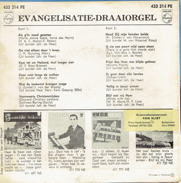 Evangelisatie-Draaiorgel Als G'in Nood Gezeten 18799 Vinyl Singles EP Vinyl Goed / Hoes Goed