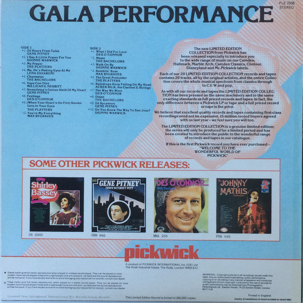 Various - Gala Performance (LP) 49663 Vinyl LP Vinyl Goed / Hoes Goed