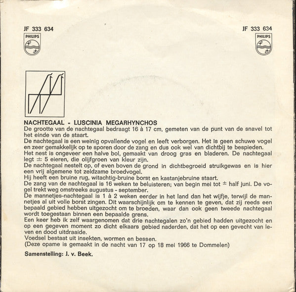 J. v. Beek - Zangvogels 23367 Vinyl Singles Vinyl Goed / Hoes Goed