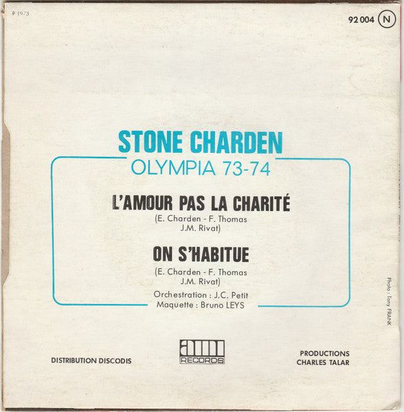 Stone Charden - L'amour Pas La Charité 15902 Vinyl Singles Vinyl Goed / Hoes Goed