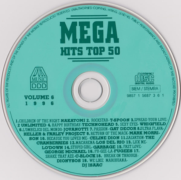 Various - Het Beste Uit De Mega Top 50 Van 1996 Volume 6 (CD) 70392 Compact Disc Goede Staat