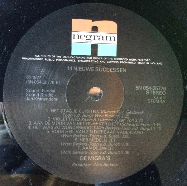 Migra's - 14 Nieuwe Successen (LP) 45677 Vinyl LP Vinyl Goed / Hoes Goed