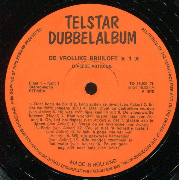 Various - De Vrolijke Bruiloft (LP) 51334 Vinyl LP Dubbel Vinyl Goed / Hoes Goed