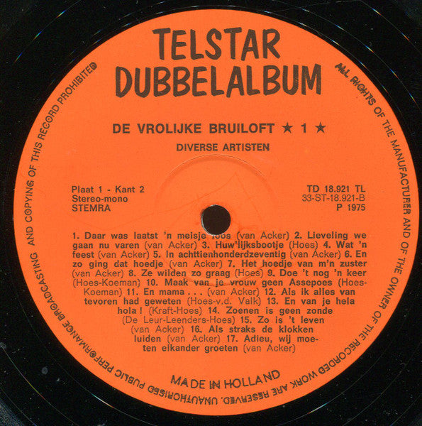 Various - De Vrolijke Bruiloft (LP) 51334 Vinyl LP Dubbel Vinyl Goed / Hoes Goed