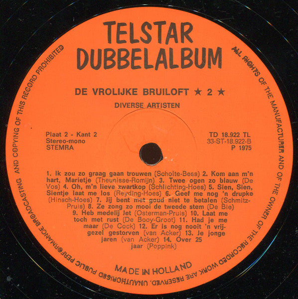 Various - De Vrolijke Bruiloft (LP) 51334 Vinyl LP Dubbel Vinyl Goed / Hoes Goed