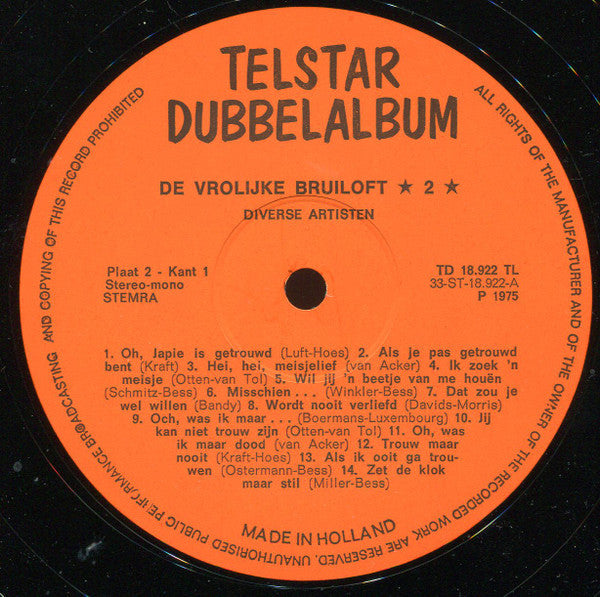 Various - De Vrolijke Bruiloft (LP) 51334 Vinyl LP Dubbel Vinyl Goed / Hoes Goed