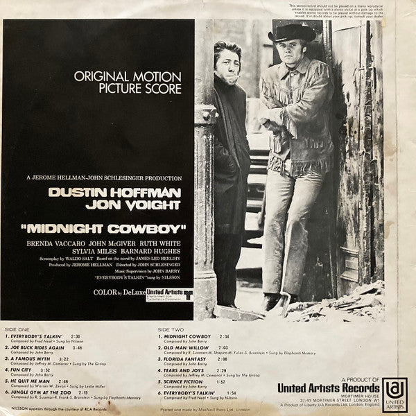 Various - Midnight Cowboy (Original Motion Picture Score) (LP) Vinyl LP Vinyl Goed / Hoes Goed