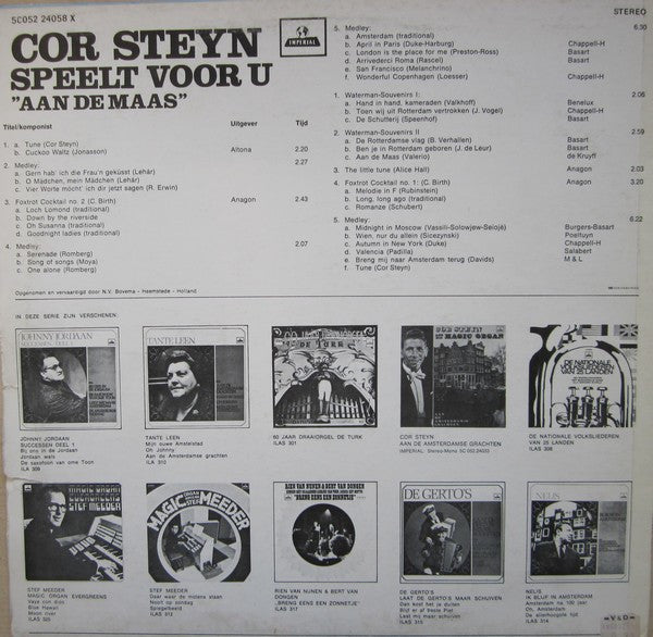Cor Steyn - Speelt Voor U (LP) Vinyl LP Vinyl Zeer Goed / Hoesje Goed "VINYLSINGLES.NL"