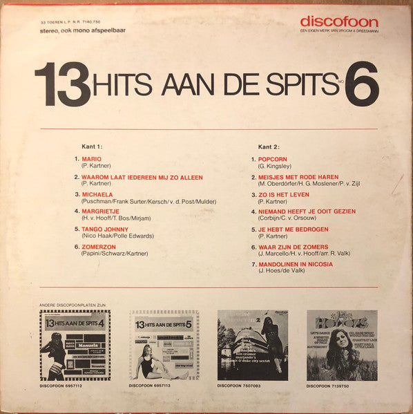 Various - 13 Hits Aan De Spits No. 6 (LP) 46258 Vinyl LP Vinyl Goed / Hoes Goed