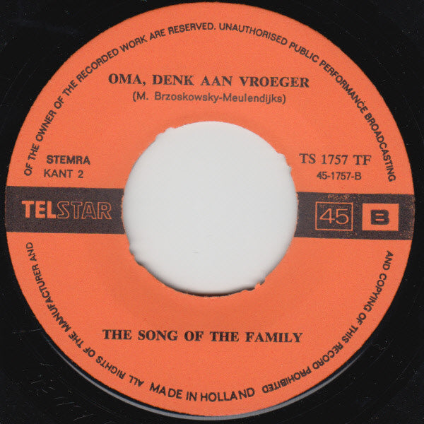 Song Of Family - Niemand Is Graag Alleen 35022 Vinyl Singles Vinyl Goed / Hoes Goed