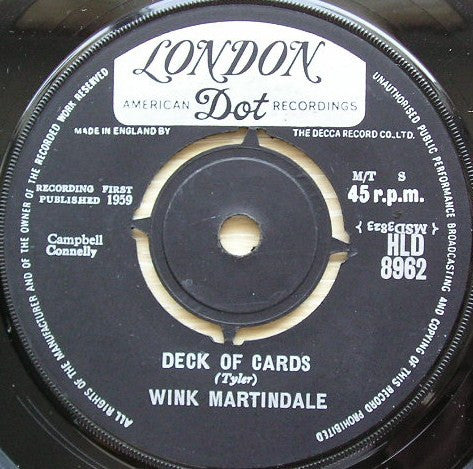 Wink Martindale - Deck Of Cards 15279 Vinyl Singles Vinyl Goed / Hoes Goed