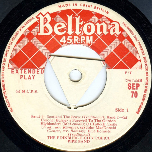 Edinburgh Police Pipe Band - The Pipes And Drum Of Scotland No 2 13619 Vinyl Singles EP Vinyl Goed / Hoes Goed
