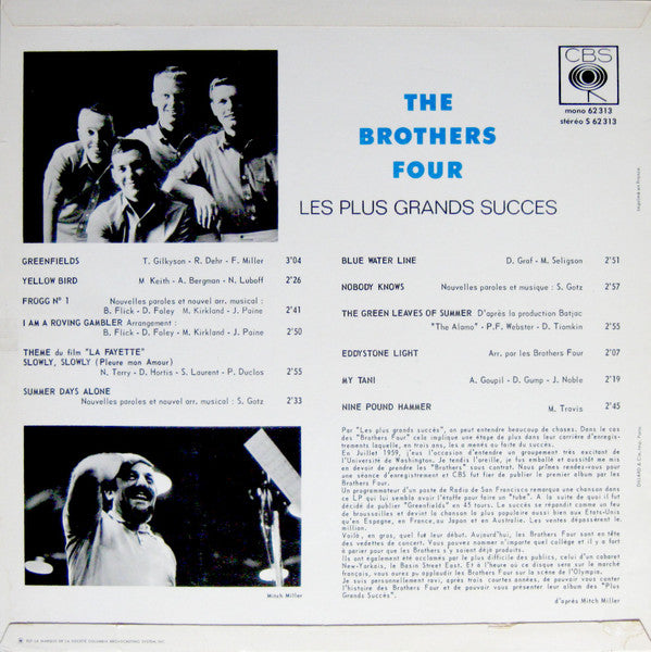 Brothers Four - Les Plus Grands Succes (LP) Vinyl LP Vinyl Zeer Goed / Hoesje Goed "VINYLSINGLES.NL"