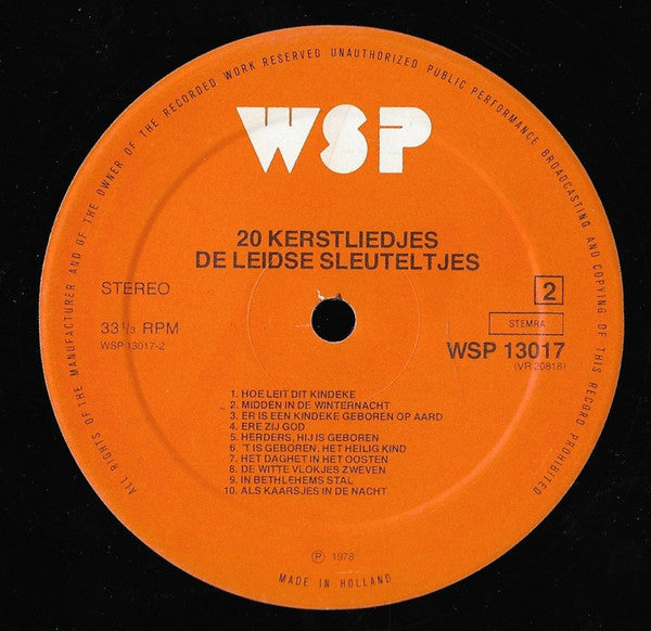 Leidse Sleuteltjes - 20 Kerstliedjes (LP) 45300 Vinyl LP Vinyl Goed / Hoes Goed