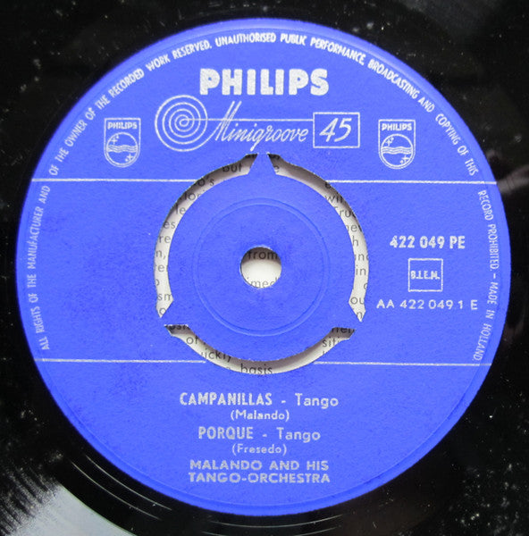 Malando And His Tango Orchestra - Campanillas 16699 Vinyl Singles EP Vinyl Goed / Hoes Goed