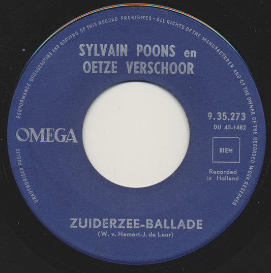 Sylvain Poons & Oetze Verschoor - Zuiderzee-Ballade 40193 Vinyl Singles Vinyl Goed / Hoes Goed