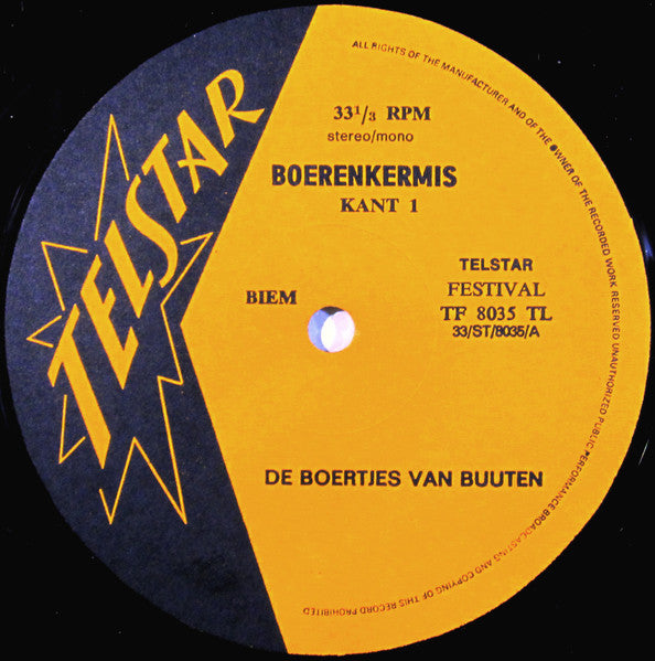 Boertjes Van Buuten - Boerenkermis (LP) Vinyl LP Vinyl Zeer Goed / Hoesje Goed "VINYLSINGLES.NL"