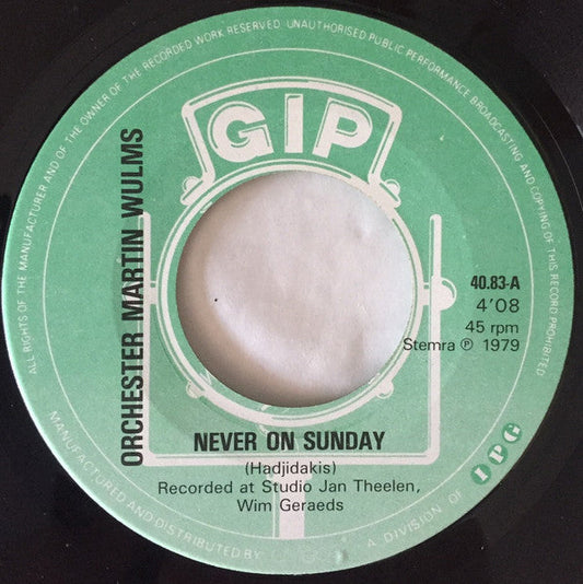 Orchester Martin Wulms - Never On Sunday 18331 Vinyl Singles Vinyl Goed / Hoes Generic