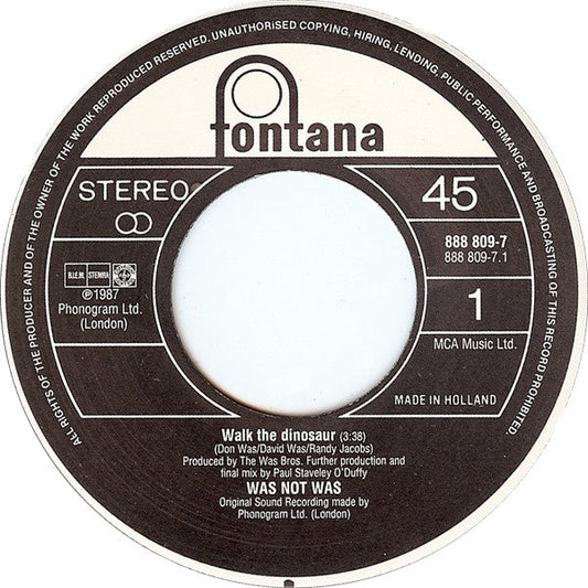 Was (Not Was) - Walk The Dinosaur 01785 Vinyl Singles Vinyl Goed / Hoes Generic