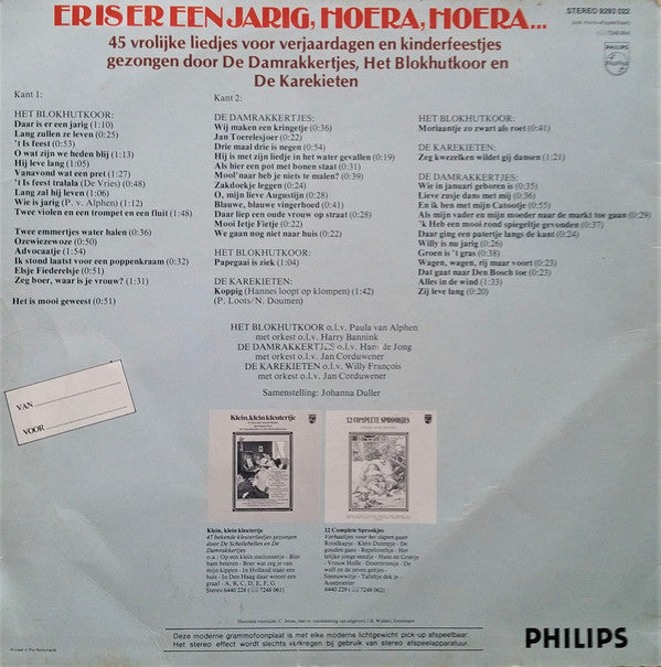 Blokhutkoor, De Karekieten, De Damrakkertjes - Er Is Er Een Jarig, Hoera, Hoera (LP) 43686