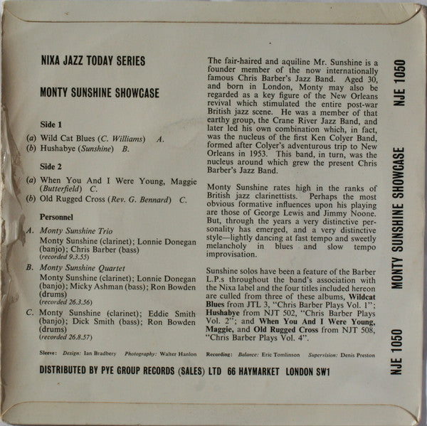 Monty Sunshine's Trio / The Monty Sunshine Quartet - Monty Sunshine Showcase 42660 Vinyl Singles EP Vinyl Goed / Hoes Goed