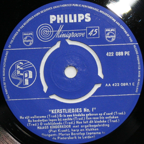 Haags Kinderkoor, Piet Kraak Dirigent Marius Borstlap - Kerstliedjes 28432 Vinyl Singles EP Vinyl Goed / Hoes Goed