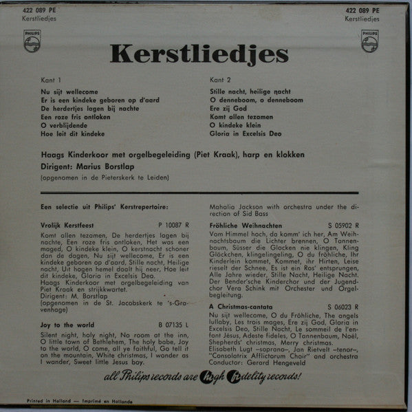 Haags Kinderkoor, Piet Kraak Dirigent Marius Borstlap - Kerstliedjes 28432 Vinyl Singles EP Vinyl Goed / Hoes Goed