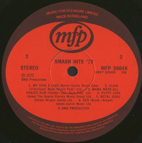 Unknown Artist - Smash Hits '72 (LP) 42842