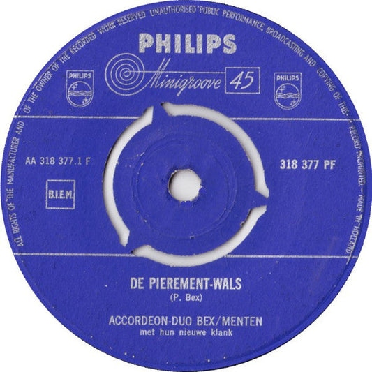 Akkordeon-Duo Bex-Menten - De Pierement-Wals 24031 Vinyl Singles Vinyl Goed / Hoes Goed