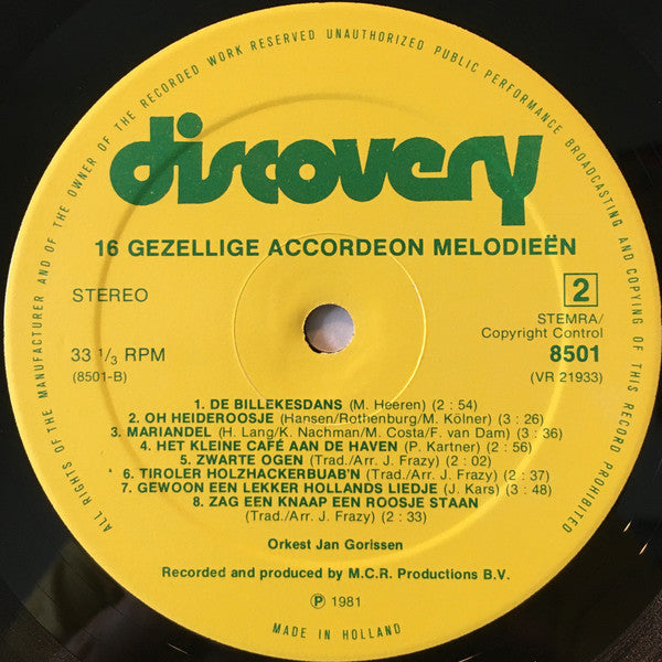 Orchester Jan Gorissen – 16 gemütliche Akkordeonmelodien (LP) 41190