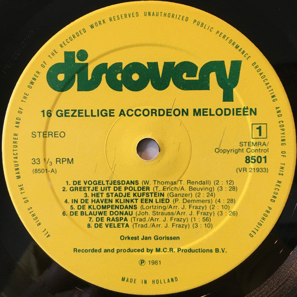 Orchester Jan Gorissen – 16 gemütliche Akkordeonmelodien (LP) 41190