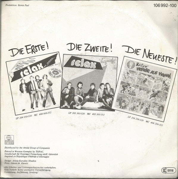 Relax - Ein Weißes Blatt'l Papier 37162 Vinyl Singles Vinyl Goed / Hoes Goed