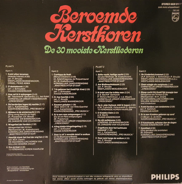Various - Beroemde Kerstkoren, De 30 Mooiste Kerstliederen (LP) 51570 Vinyl LP Dubbel Vinyl Goed / Hoes Goed
